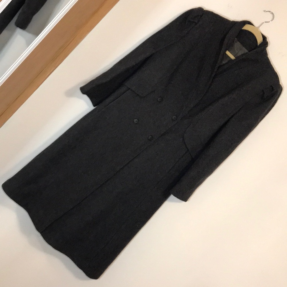 Full length double breasted wool/nylon coat size S